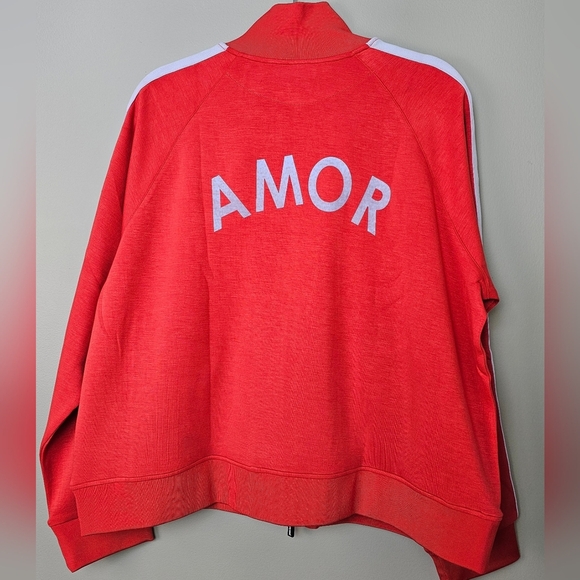 Gaby Espino x Peace Love World Women's Zip-Up Track Jacket, Red & White, Size XL - Picture 8 of 14